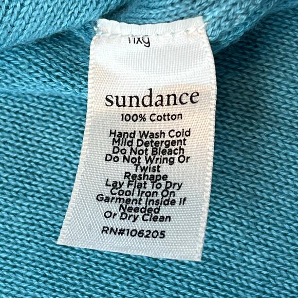 Sundance CeCe V-Neck Lightweight Cotton Sweater Boho Faded Turquoise Size Small - Picture 9 of 9